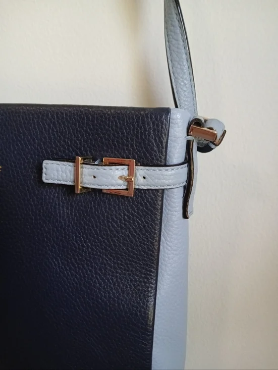Kate Spade- Navy Blue/Light Blue-Two-toned-Pebbled Leather-Crossbody Bag - Picture 13 of 15